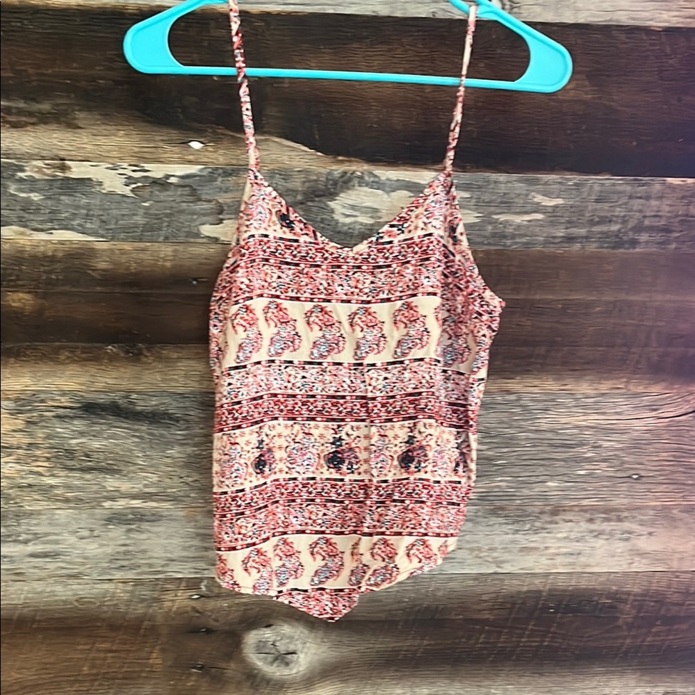 Xhilaration Paisley Tank Top - Red pink and Cream